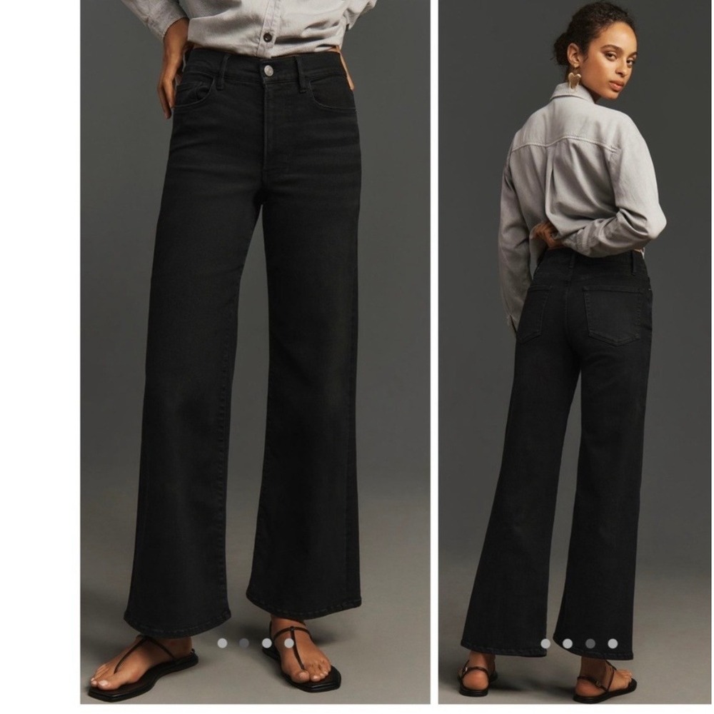 FRAME Le Slim Palazzo Jeans High Rise Wide Leg Blackthorn Black‎ 26